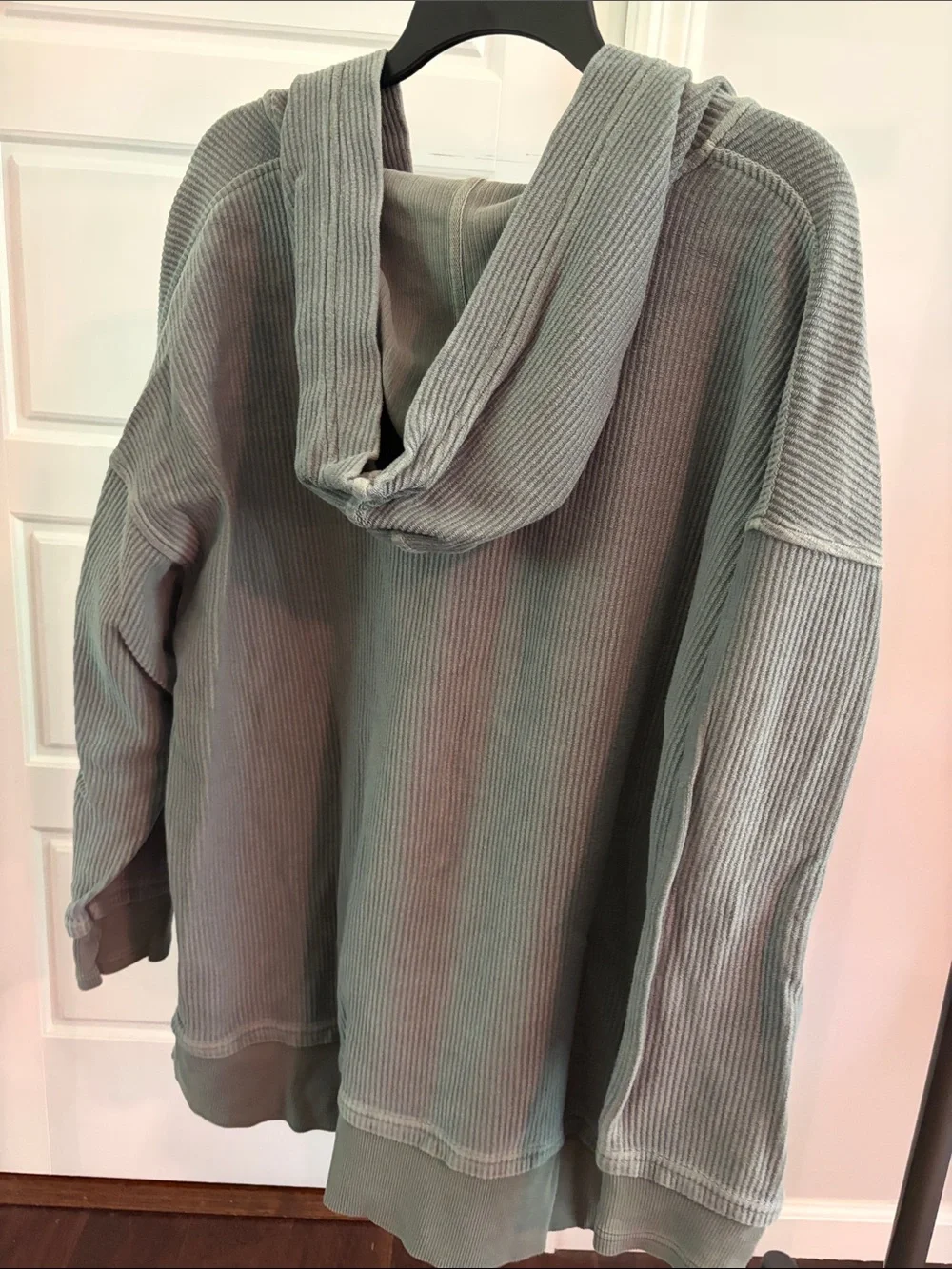 aerie Washed Sage Ribbed Hoodie Sweater